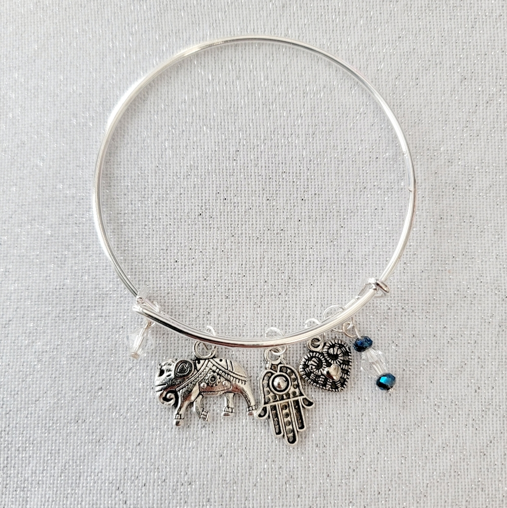 Hamsa Hand Charm Bangle Bracelet